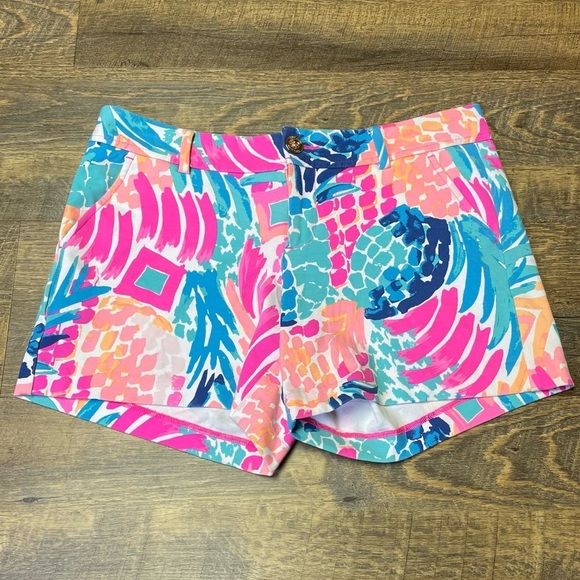 Lilly Pulitzer Pants - Lilly Pulitzer Pink Blue Womens 6 Callahan Floral Aloha Beachy Tropical Shorts